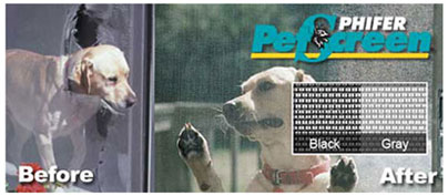 Pet Screen Doors Huntington: Pacific Screen Doors installing a custom dog door into a sliding screen door for a happy golden retriever.